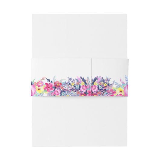 Heiße Rosa- und Gelbfrühlingsblütenhochzeit Einladungsbanderole (Rückseitenbeispiel)