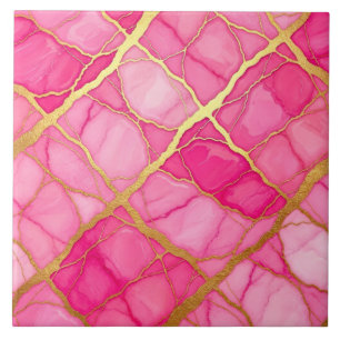 Heiße rosa und goldene Marmoroptik Fliese