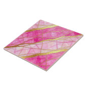 Heiße rosa und goldene Marmoroptik Fliese (Seite)