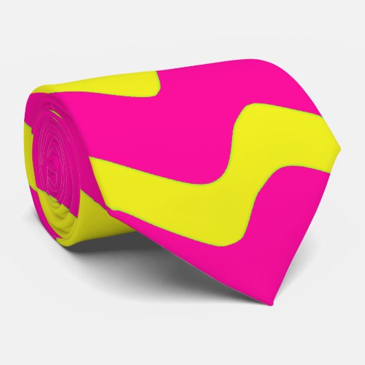 heiße rosa und nebelgelbe Wellen Krawatte (Gerollt)