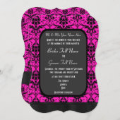 Heiße rosa und schwarze Damast Einladung (Vorne/Hinten)
