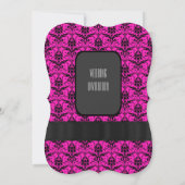 Heiße rosa und schwarze Damast Einladung (Rückseite)
