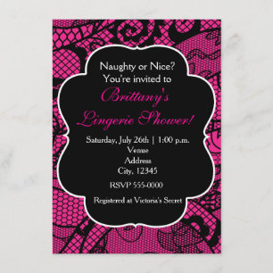 Heiße rosa und schwarze Spitzen-Wäsche-Dusch-Einla Einladung