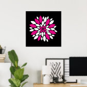 Heiße Rosa und weiße Blume Petals Kunst - Schwarz Poster (Heimbüro)