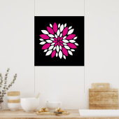Heiße Rosa und weiße Blume Petals Kunst - Schwarz Poster (Küche)