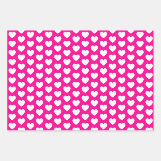 Heiße rosa und weiße Herzen Geschenkpapier Set (Vorderseite 2)