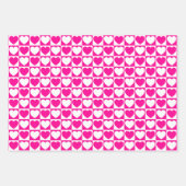 Heiße rosa und weiße Herzen Geschenkpapier Set (Vorderseite)