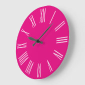 Heiße rosa und weiße römische Zahlen Große Wanduhr (Winkel)
