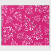 Heiße Rosa und weiße Weihnachtsbaummuster Geschenkpapier (Flach)