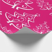 Heiße Rosa und weiße Weihnachtsbaummuster Geschenkpapier (Ecke)