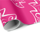 Heiße Rosa und weiße Weihnachtsbaummuster Geschenkpapier (Rolleneckpunkt)