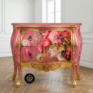 Heiße rosa Vintage-Vogelkäfig-Hut mit floralem Dek Seidenpapier