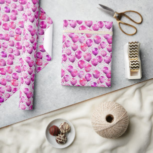 Heiße Rosa Wasserfarben-Balloons und Konfetti-Gebu Geschenkpapier