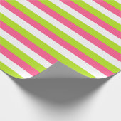 Heiße Rosa-, weiße und Limonegrüne Streifen Geschenkpapier (Ecke)