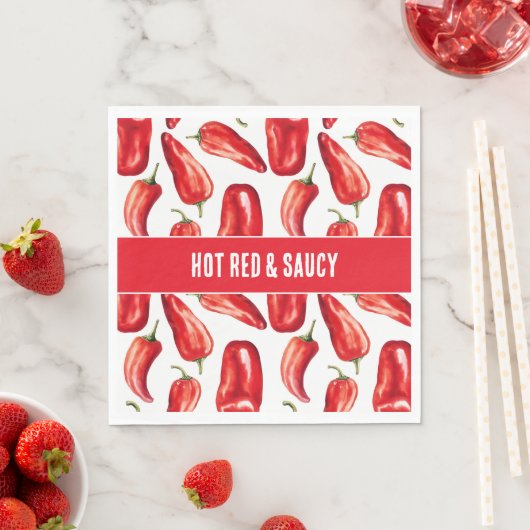 Heiße Rote & Saure Chili Peppers Hochzeit Serviette (Beispiel)