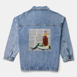Heiße Sauce und Paprikaschoten Jeansjacke