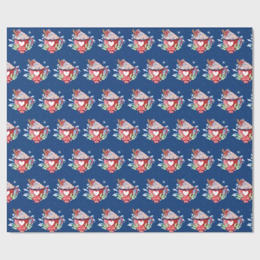 Heiße Schokolade auf blau Geschenkpapier (Flach)