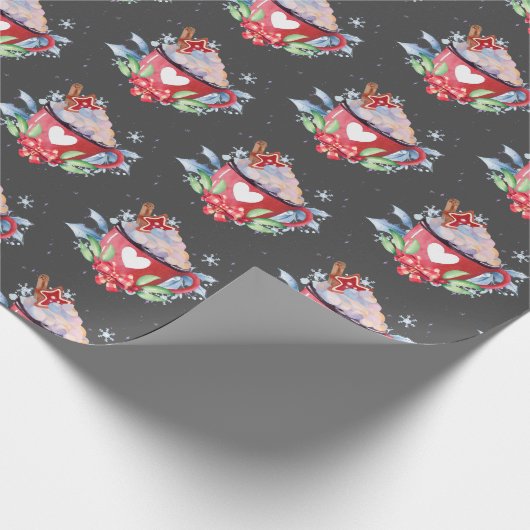 Heiße Schokolade auf Grau Geschenkpapier (Ecke)