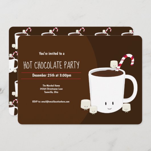 Heiße Schokolade Braun Weihnachtsfest Horizontal Einladung (Vorne/Hinten)