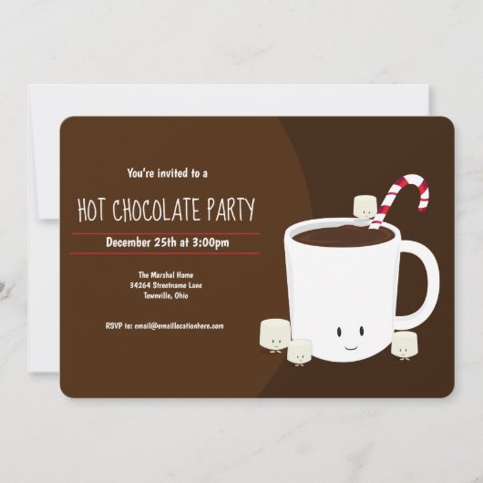Heiße Schokolade Braun Weihnachtsfest Horizontal Einladung (Vorderseite)