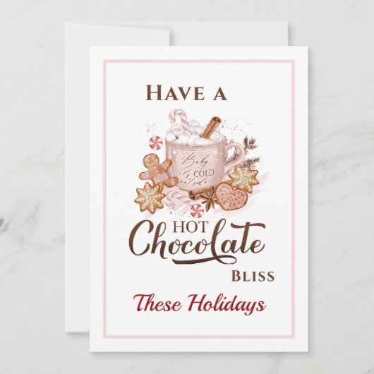 Heiße Schokolade Cookies Moderne rosa Weihnachtska Ankündigung (Vorderseite)