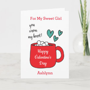 Heiße Schokolade für mein süßes Mädchen Valentine Feiertagskarte