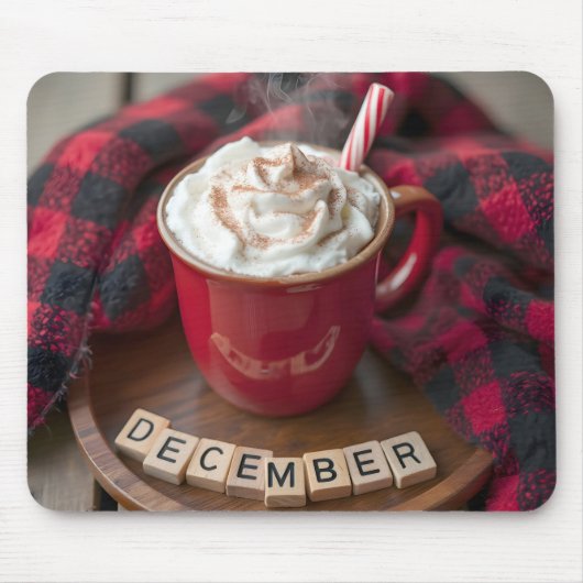 Heiße Schokolade im Dezember mit Kariertem Decken Mousepad (Vorne)