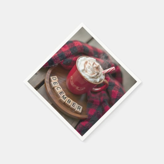 Heiße Schokolade im Dezember mit Kariertem Decken Serviette (Ecke)