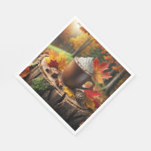 Heiße Schokolade im Herbst auf Baumstumpf Serviette (Ecke)