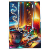 Heiße Schokolade in einem Weihnachtsfenster Mittlere Geschenktüte (Rückseite)