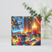 Heiße Schokolade in einem Weihnachtsfenster Person (Stehend Vorderseite)