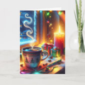 Heiße Schokolade in einem Weihnachtsfenster Person Karte (Vorderseite)