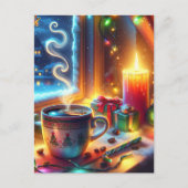 Heiße Schokolade in einem Weihnachtsfenster Person Postkarte (Vorderseite)