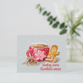 Heiße Schokolade Lebkuchen Weihnachtswünsche Feiertagspostkarte (Stehend Vorderseite)
