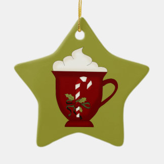 Heiße Schokolade Lover Red mit Grün Keramik Ornament