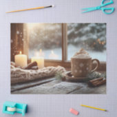 Heiße Schokolade mit Creme und Kerzen Winter Seidenpapier (Basteln)