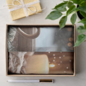 Heiße Schokolade mit Creme und Kerzen Winter Seidenpapier (Geschenk)