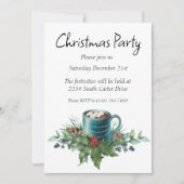 Heiße Schokolade mit Heilig- und Wintergrün Einladung (Vorderseite)