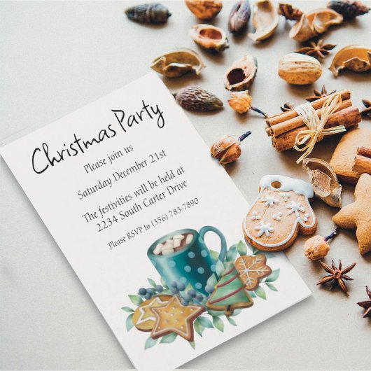 Heiße Schokolade mit Keksen und Wintergarten Einladung