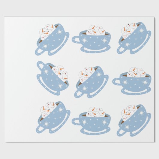 Heiße Schokolade mit Schneemännern Geschenkpapier (Flach)