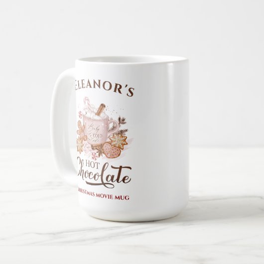 Heiße Schokolade Moderner großer Name Rosa Weihnac Kaffeetasse (Vorderseite Links)