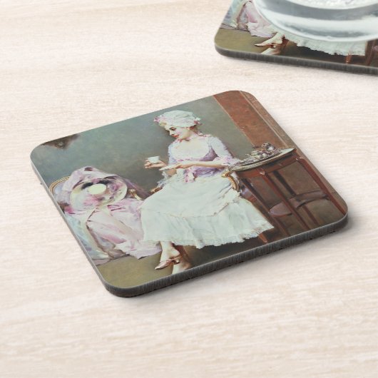 Heiße Schokolade (Öl auf Leinwand) Getränkeuntersetzer (Linke Seite)