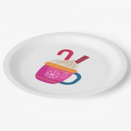 Heiße Schokolade Pappteller (Schrägansicht)