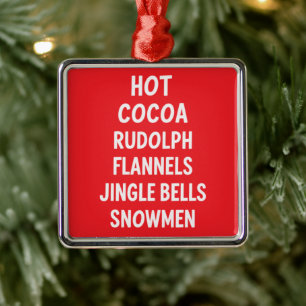 Heiße Schokolade Rudolph Flanell Jingle Bells Sant Ornament Aus Metall