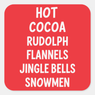 Heiße Schokolade Rudolph Flanell Jingle Bells Sant Quadratischer Aufkleber