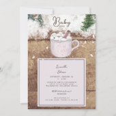 Heiße Schokolade Rustikales Baby Es ist kalte Dusc Einladung (Vorderseite)