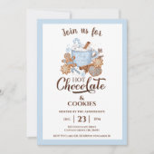 Heiße Schokolade und Kekse Blau Moderne Weihnachte Einladung (Vorderseite)