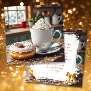 Heiße Schokolade und Weihnachtsdonuts Festliches G Feiertagskarte