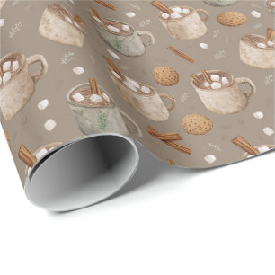 Heiße Schokolade und Weihnachtsplätzchen Illustrat Geschenkpapier