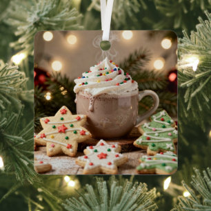 Heiße Schokolade und Zuckerplätzchen   Weihnachten Ornament Aus Metall